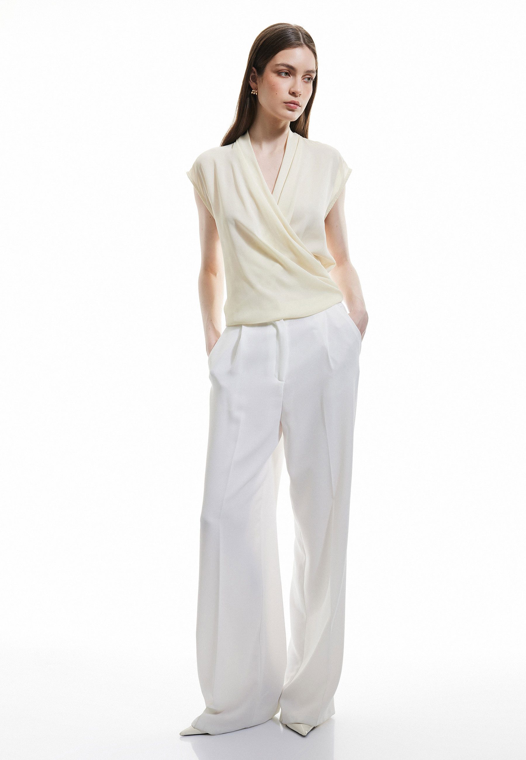 Koton Wickelbluse Ärmellos Doppelreihiger Kragen Wickelbluse günstig online kaufen