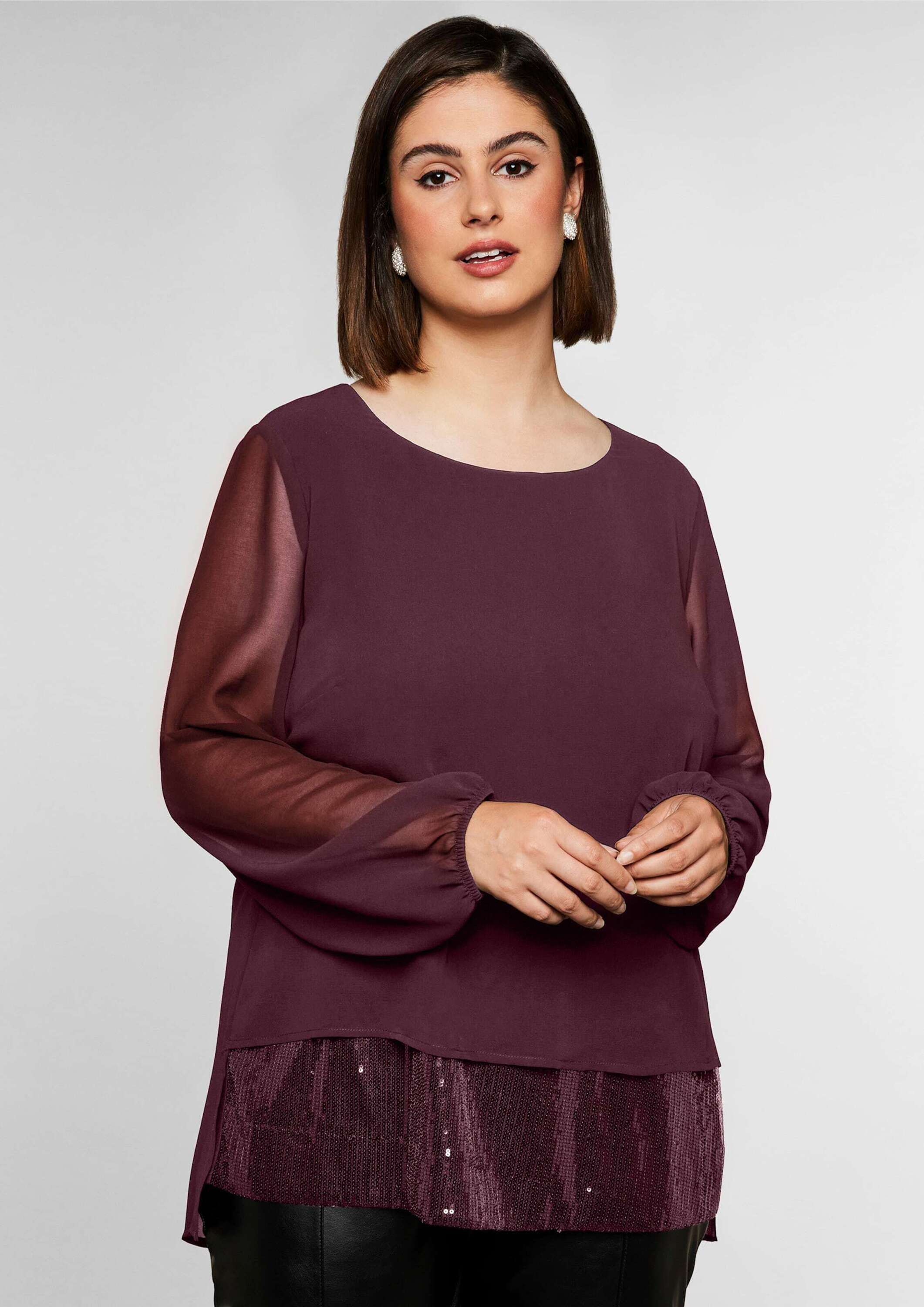 Sheego Klassische Bluse Tunika Langarm
