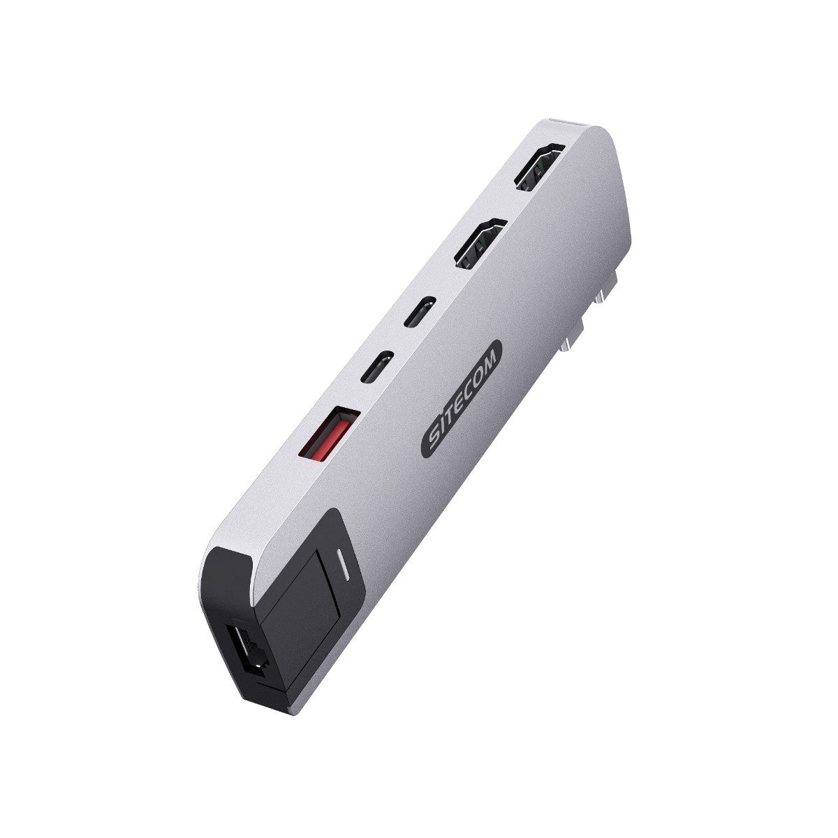 Sitecom AC-210 Notebook-Adapter USB-C, HDMI, RJ45 Ethernet, USB-A zu USB-C, 6-in-2 USB-C-Multiport-Hub mit HDMI, Ethernet und USB-A/-C