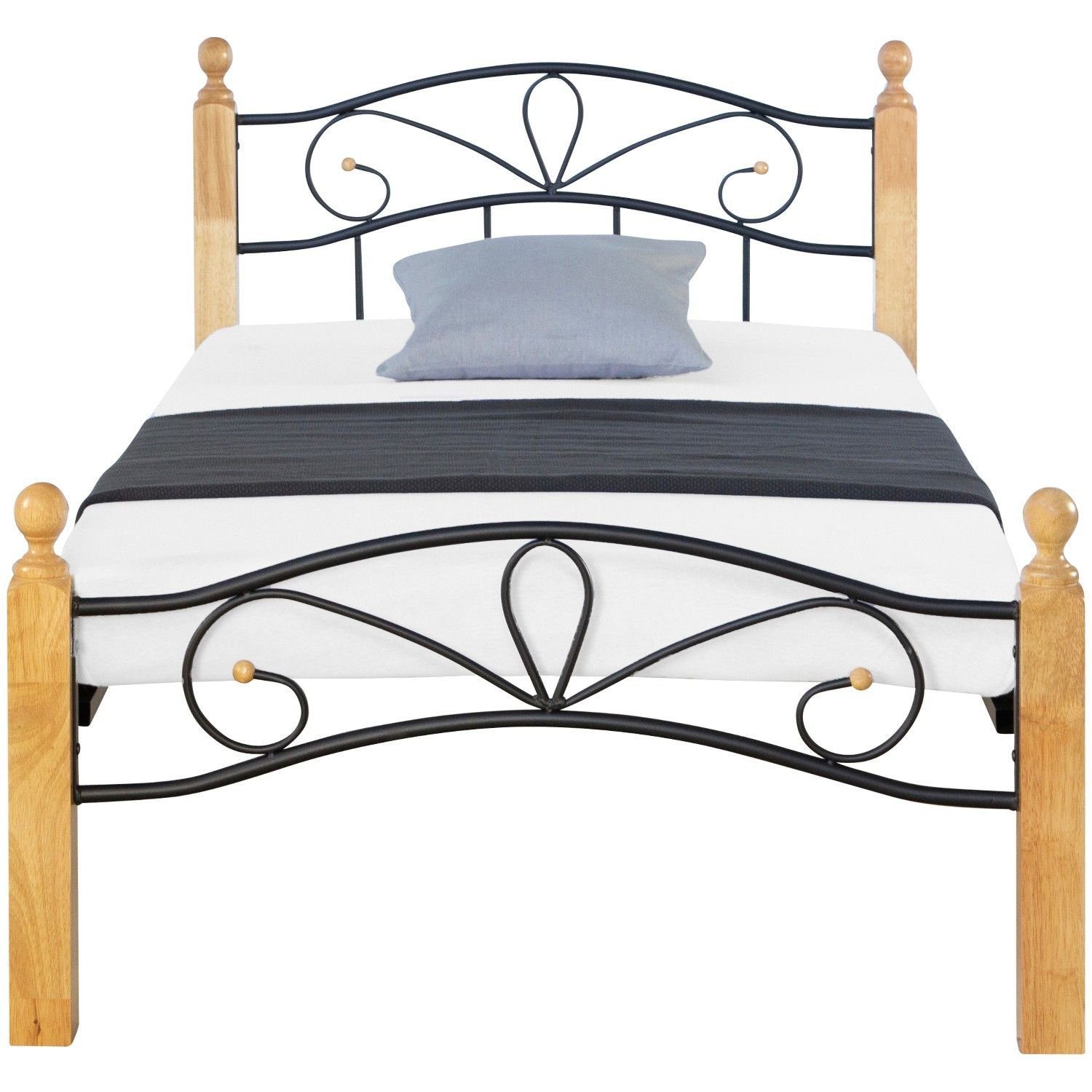 Homestyle4u Metallbett 90x200 Bettgestell Schwarz Einzelbett günstig online kaufen