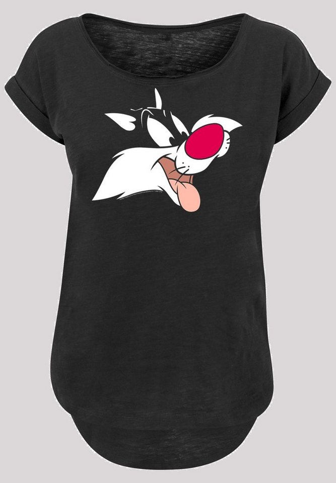F4NT4STIC Kurzarmshirt Damen Looney Tunes Sylvester with Ladies Long Slub  Tee (1-tlg), Stylisches T-Shirt aus angenehmer Baumwollmischung