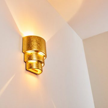 hofstein Wandleuchte »Bionde« Wandlampe aus Keramik in Gold,mit schönem Lichtkegel, ohne Leuchtmittel, 1xE27, Innenin Blattgold-Optik