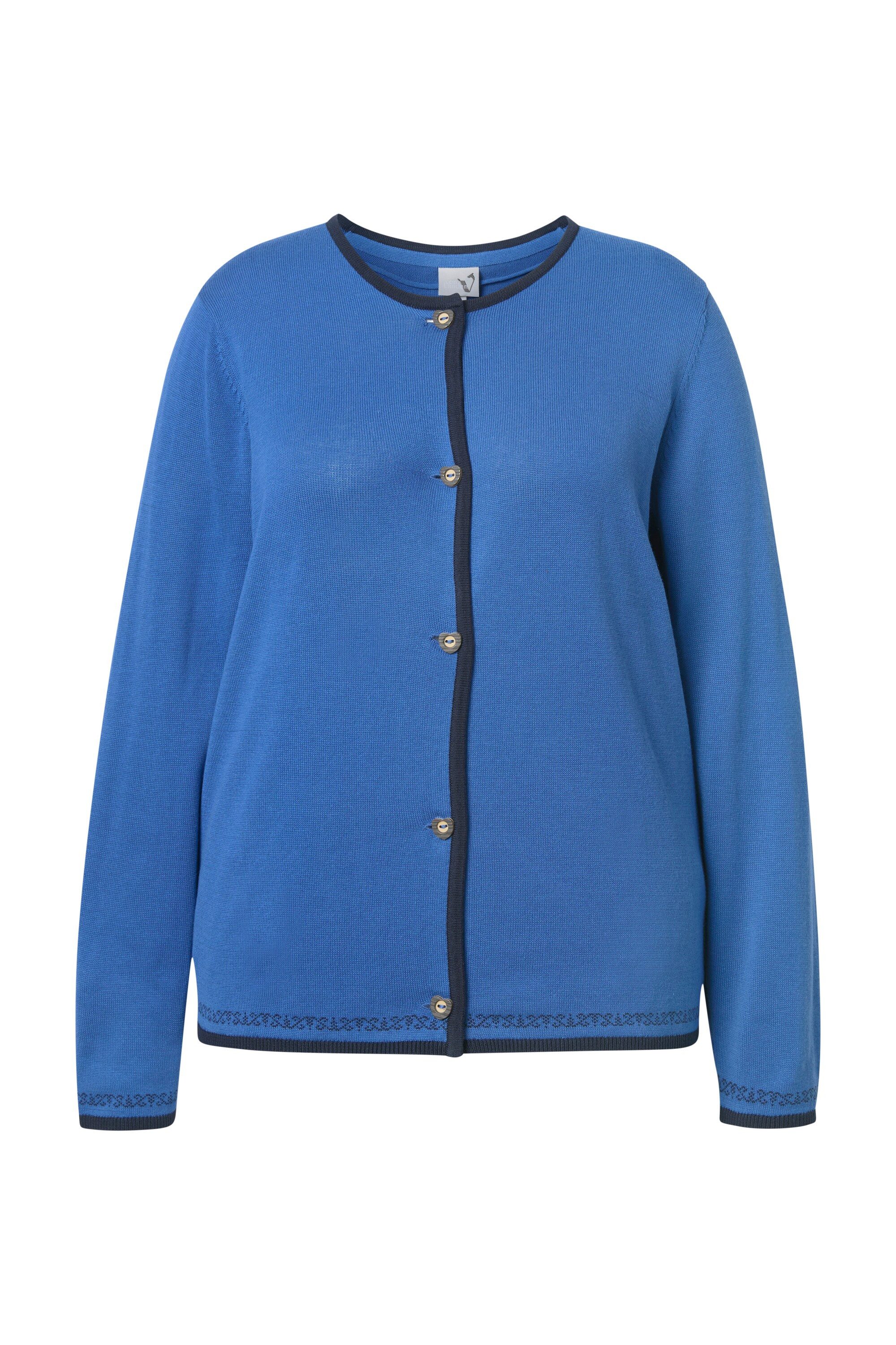 Ulla Popken Strickjacke Strickjacke Trachtenknöpfe Rundhals günstig online kaufen