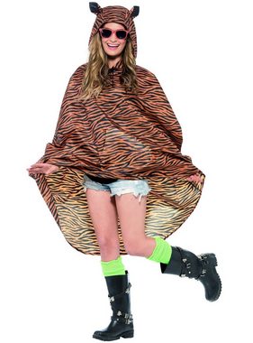 Smiffys Kostüm Festival Poncho Tiger, Tierischer Regenschutz für Festival und Event