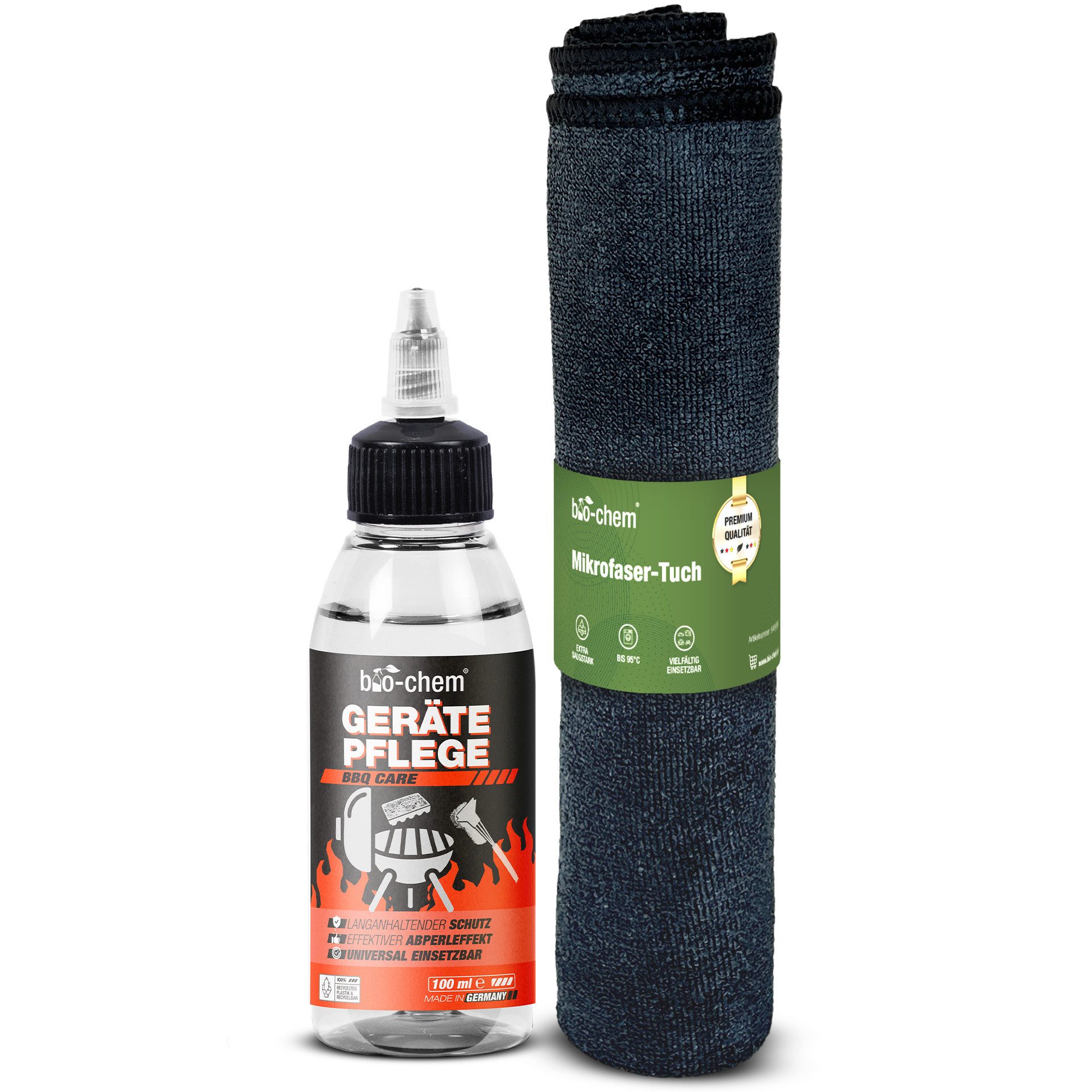 bio-chem Gerätepflege-Spray 100ml + Tuch – Schutz für Gartengeräte & Werkzeuge Очиститель гриля (Sparpaket, [- Gerätepflege 100 ml + Mikrofasertuch Rostschutz & Langzeitschutz für Geräte)