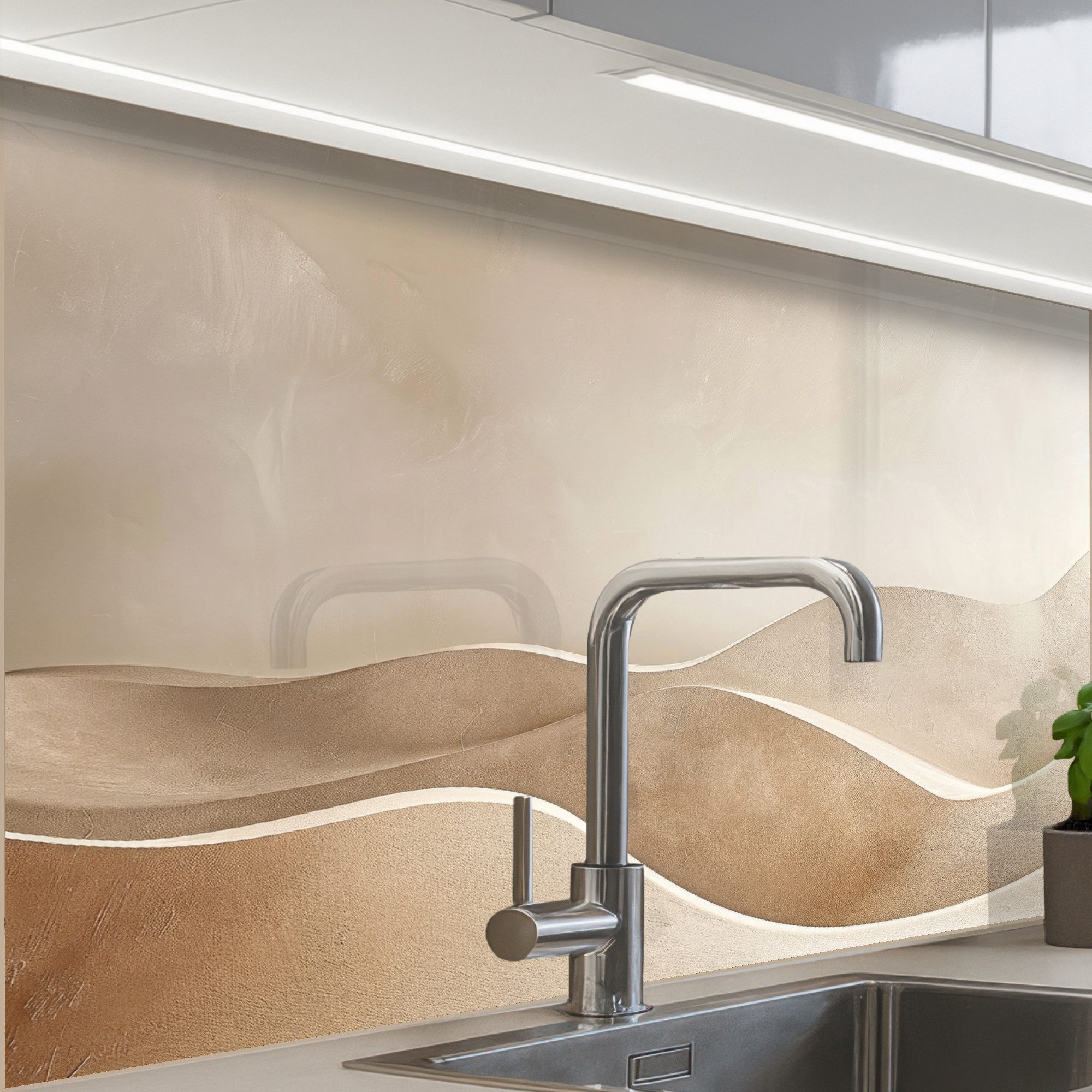 KitchenYeah Küchenrückwand Muster selbstklebend (keine Folie) Beige - Natur - Abstrakt - Modern, (1-tlg), Spritzschutz, Küche, Rückwand, Küchenwand, Küchenfront, 30x20 cm