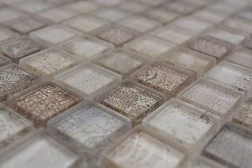 Mosani Mosaikfliesen Glasmosaik Crystal Mosaikfliesen beige glänzend / 10 Mosaikmatten