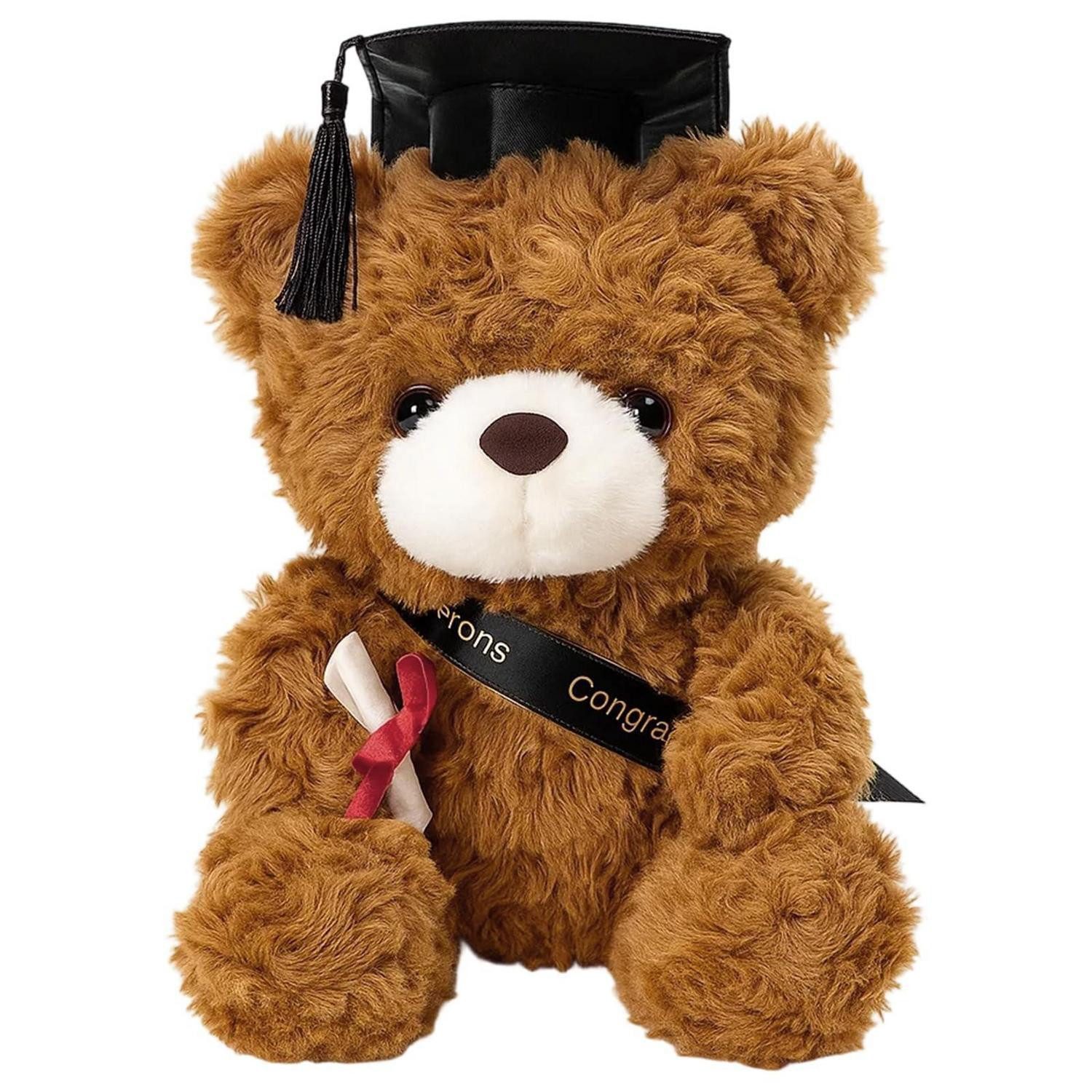 LuxusKollektion Kuscheltier Teddybär Abschlussgeschenk mit Doktorhut braun 23 cm