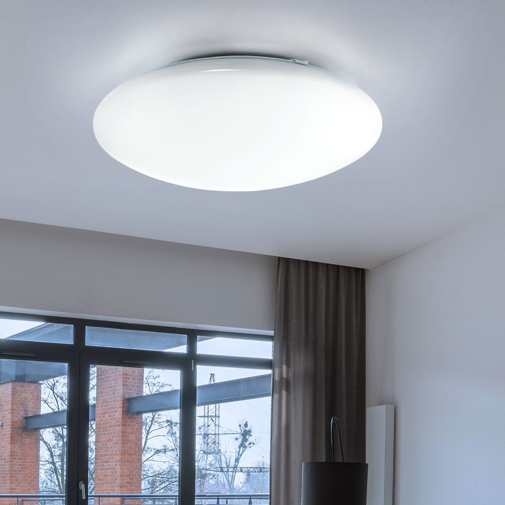 Watt Lampe LED-Leuchtmittel Decken LED 1-flg fest Eglo Leuchte LED EGLO Warmweiß, Gästezimmer verbaut, weiß Deckenleuchte, 8,2 rund