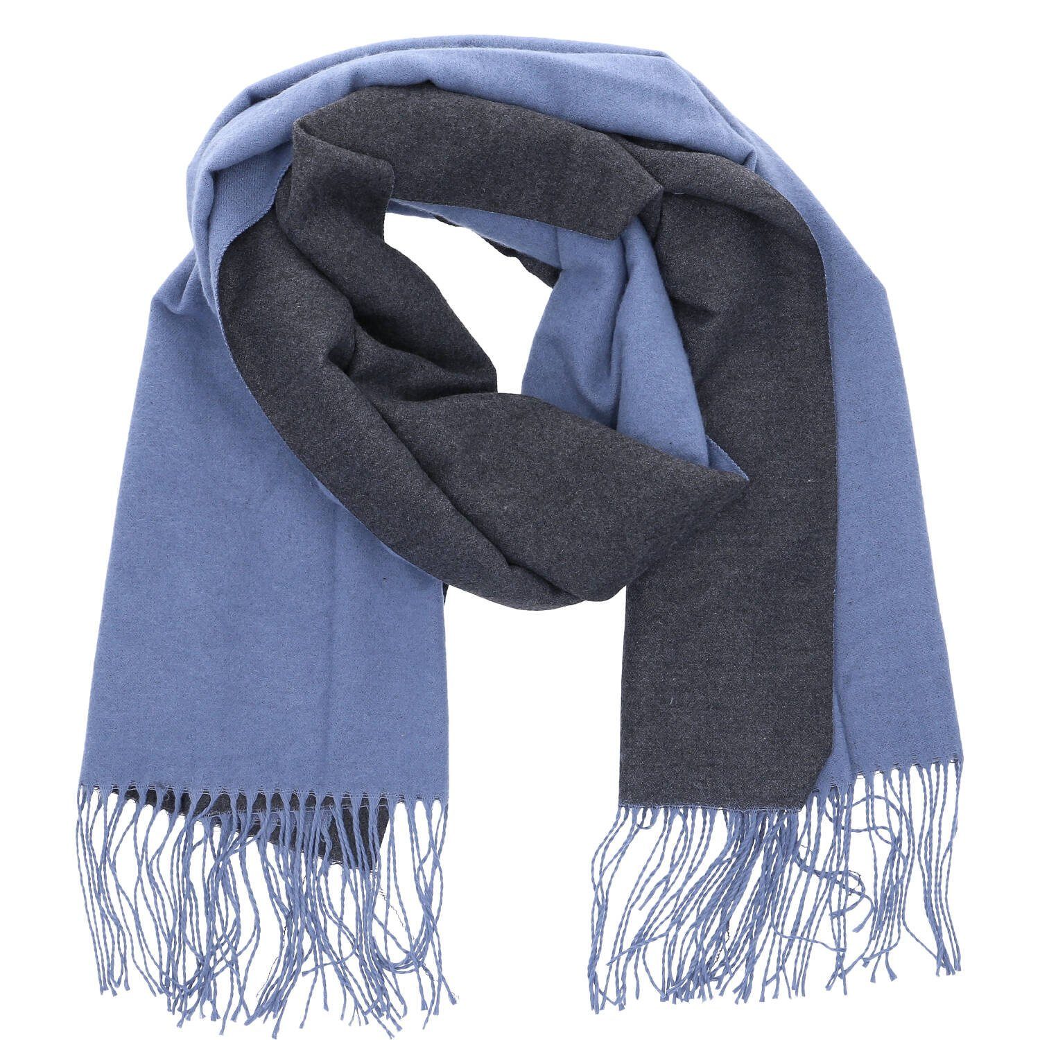 Fleeceschal Antonio Damen Schal soft Cashmera double face blau/grau