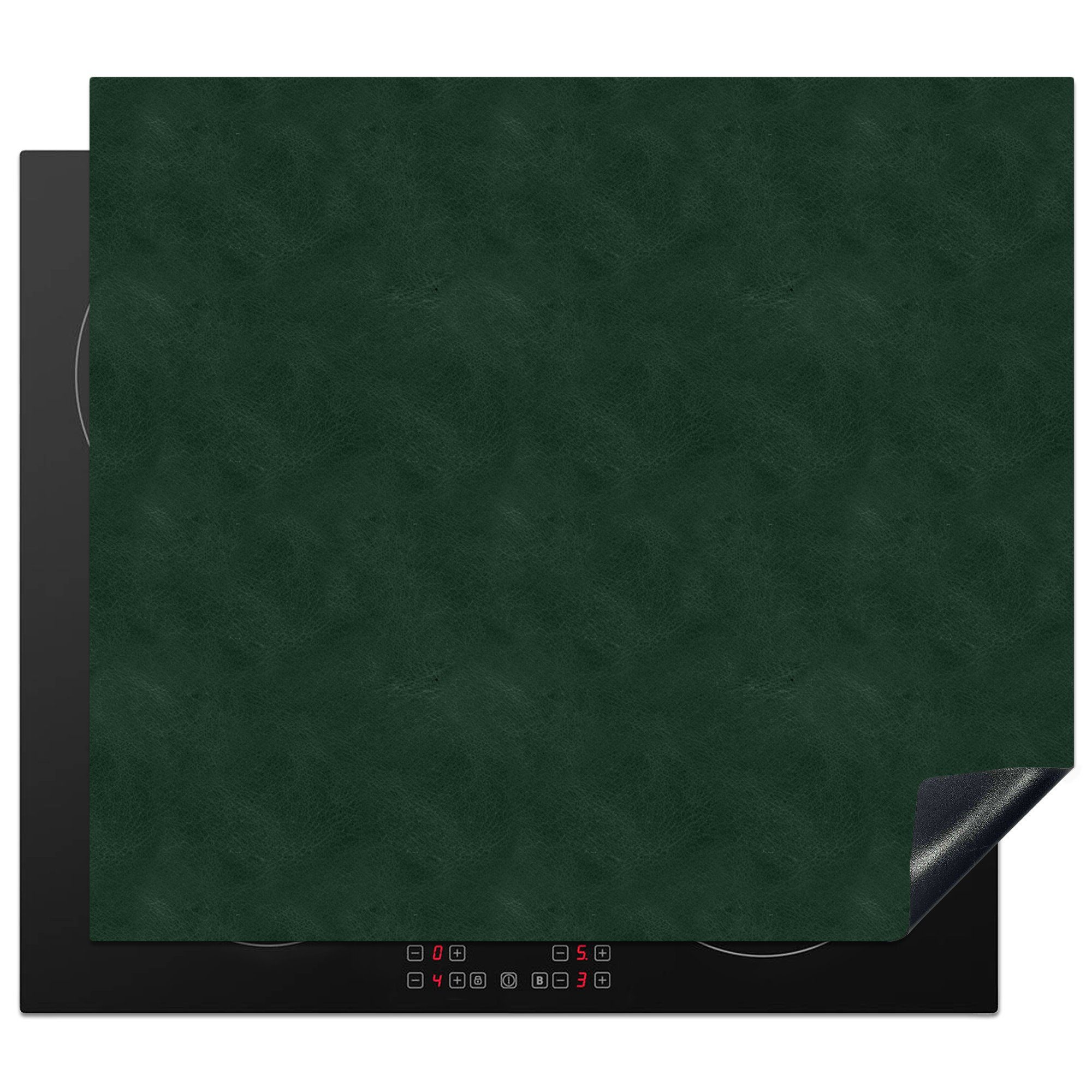 MuchoWow Herdblende-/Abdeckplatte Leder - Grün - Tierhaut, Vinyl, (1 tlg), 58x51 cm, Küchen Dekoration für Induktionsherd, Induktionskochfeld