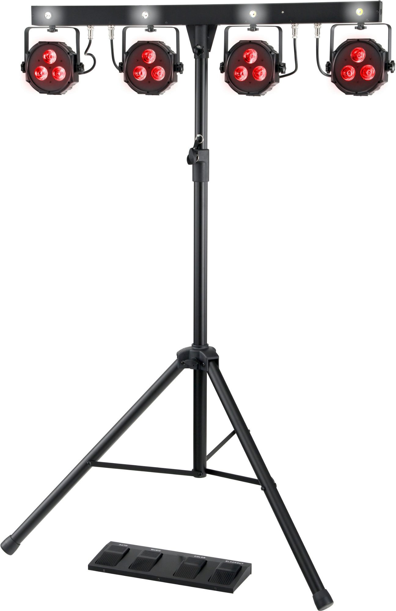 Showlite Lichtanlage LB-4390 LED Licht Komplettanlage RGB, mit Wireless Fußschalter, T-Bar, Stativ, Taschen