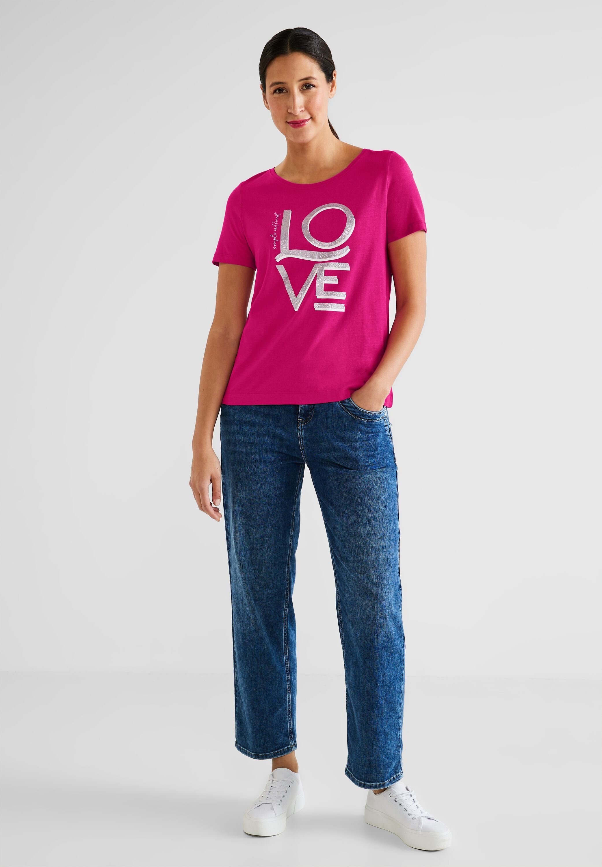 pink ONE mit schimmerndem T-Shirt nu STREET Schriftzug