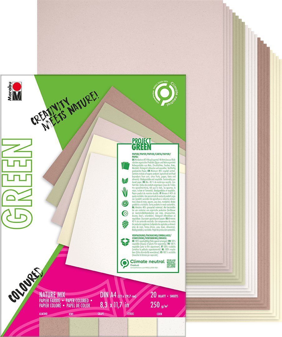 Marabu Zeichenpapier Blatt Green Papierblock, 20