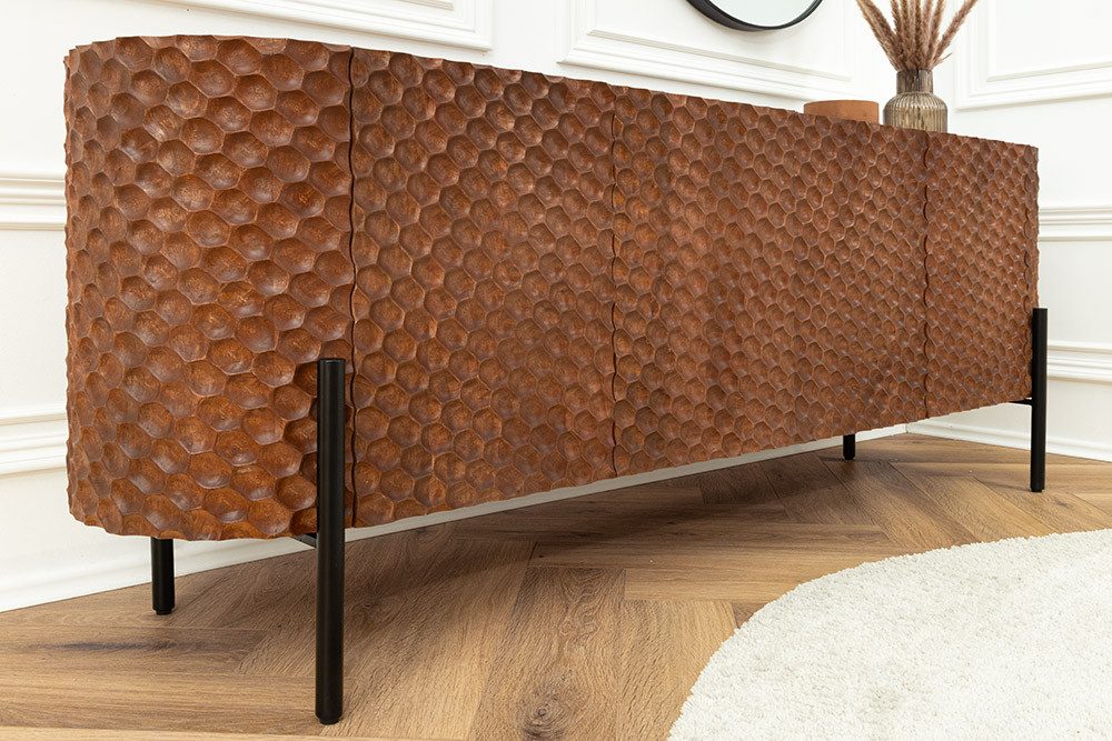 riess-ambiente Sideboard ADLON 170cm braun / schwarz - Mangoholz, 3D-Front, günstig online kaufen