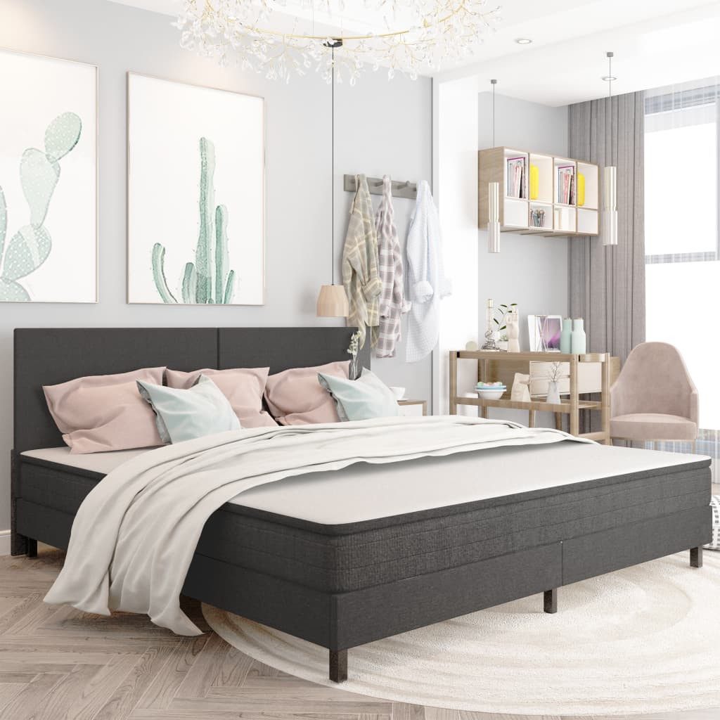 vidaXL Boxspringbett, Boxspring-Bettgestell Grau Stoff 200x200 cm günstig online kaufen