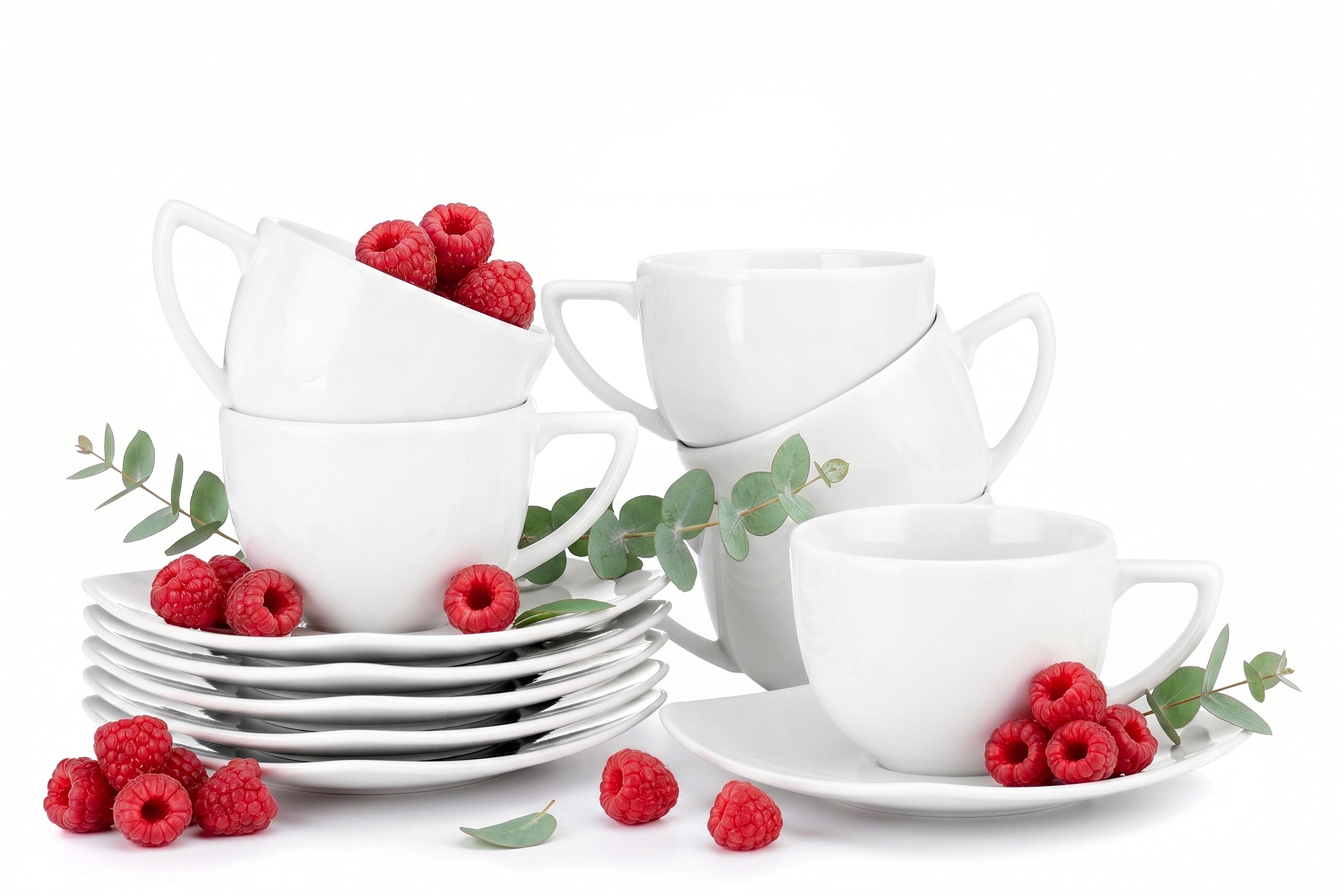 KONSIMO® Kaffeeservice CARLINA Kaffeetasse Untertasse (12-tlg), 6 Personen, Porzellan, Spulmachinen- und Mikrowellengeeignet, quadratisch. Reduzierter Preis € 44,90. Unverbindliche Preisempfehlung € 54,90