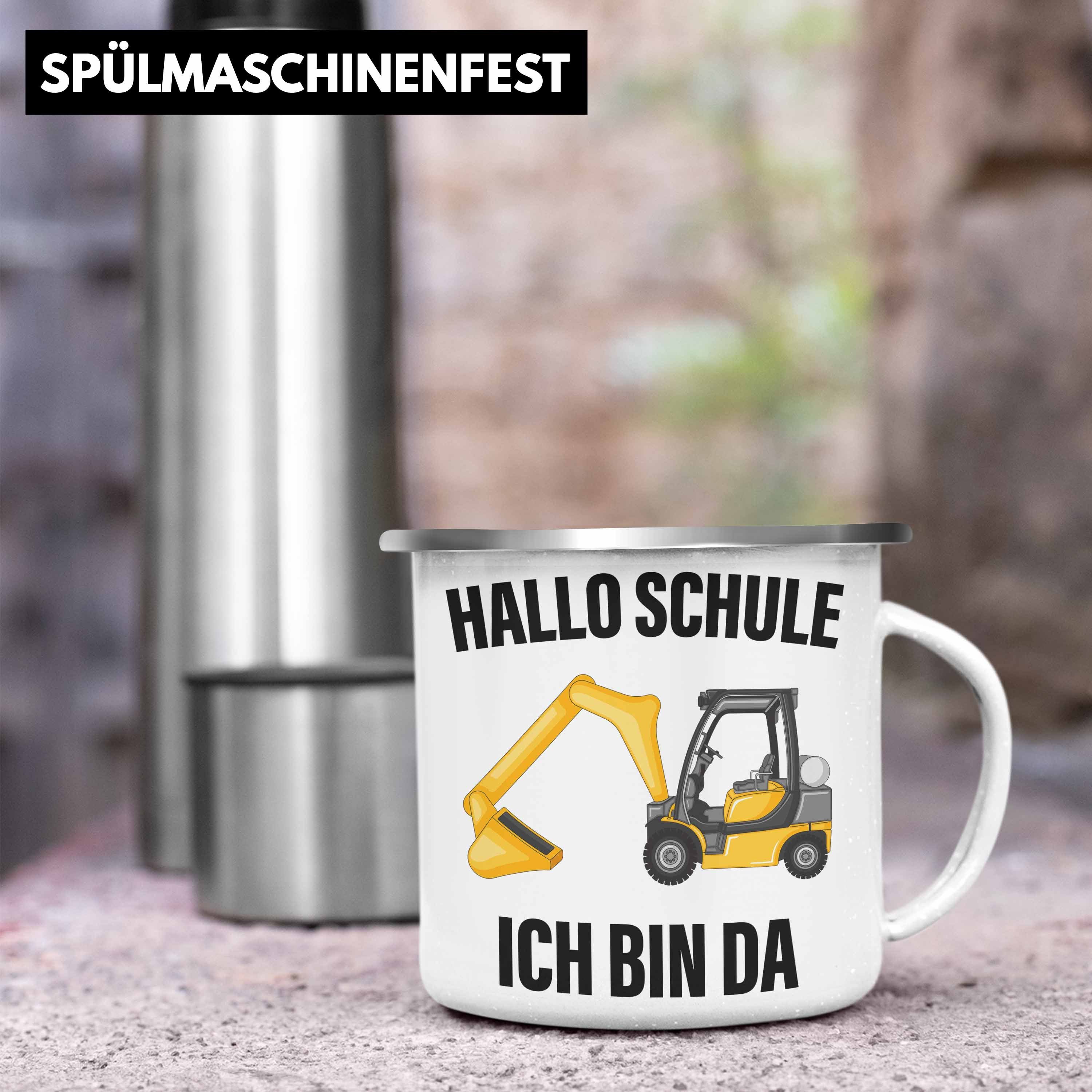 Einschulung Schulanfang Trendation Thermotasse Schulkind Schultag für Füllung Tasse Schulstart Silber Geschenkidee 1. Junge Jungs - Geschenk Schuleinführung Schultüte Trendation Emaille