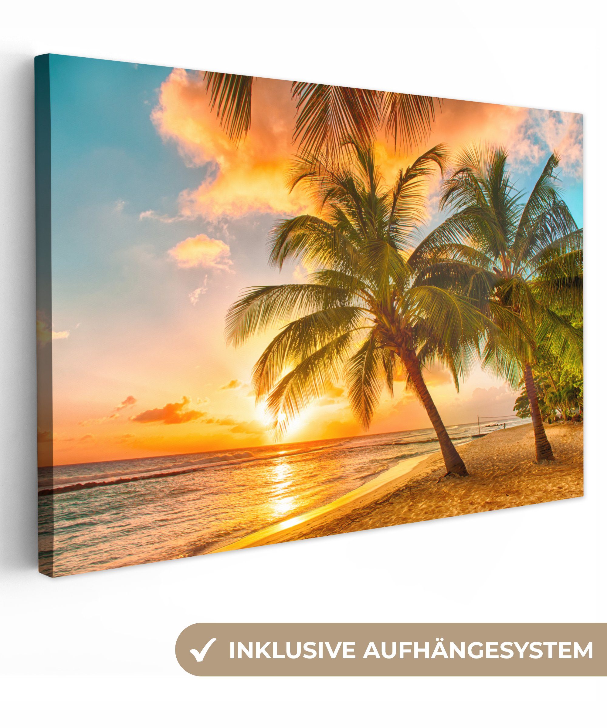 OneMillionCanvasses® Leinwandbild Strand - Meer - Gold - Sonnenuntergang, F günstig online kaufen