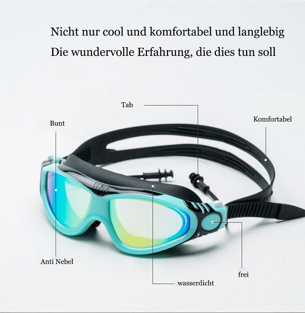 GelldG Herren und Schwimmbrille UV-Schutz Damen, für Nebel schwarz Schwimmbrille Polarisiert Anti
