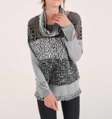 heine Sweatshirt Heine Damen Sweatshirt mit Samtschal, grau