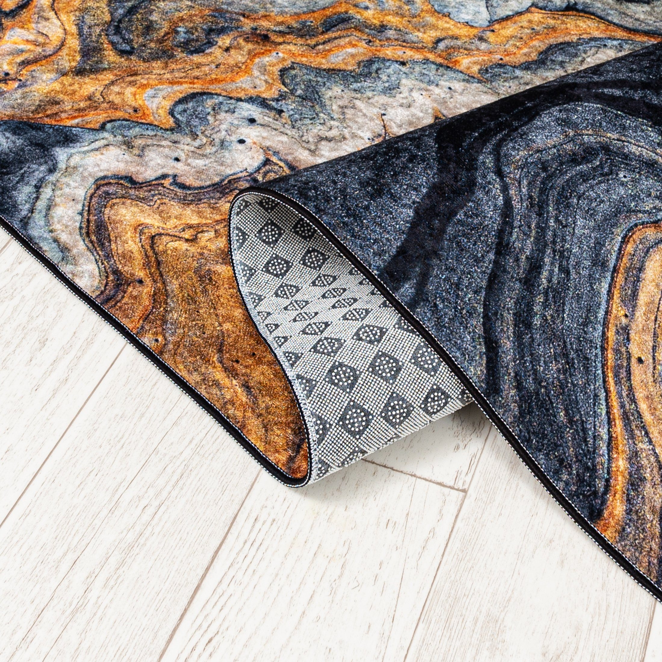 Mazovia Designteppich Modern Teppich für Wohnzimmer, Schlafzimmer, Esszimmer, 80 x 150 cm, Kurflor, Waschbar in Waschmaschine, Höhe 5 mm, Rutschfest – Bild 4 von 5