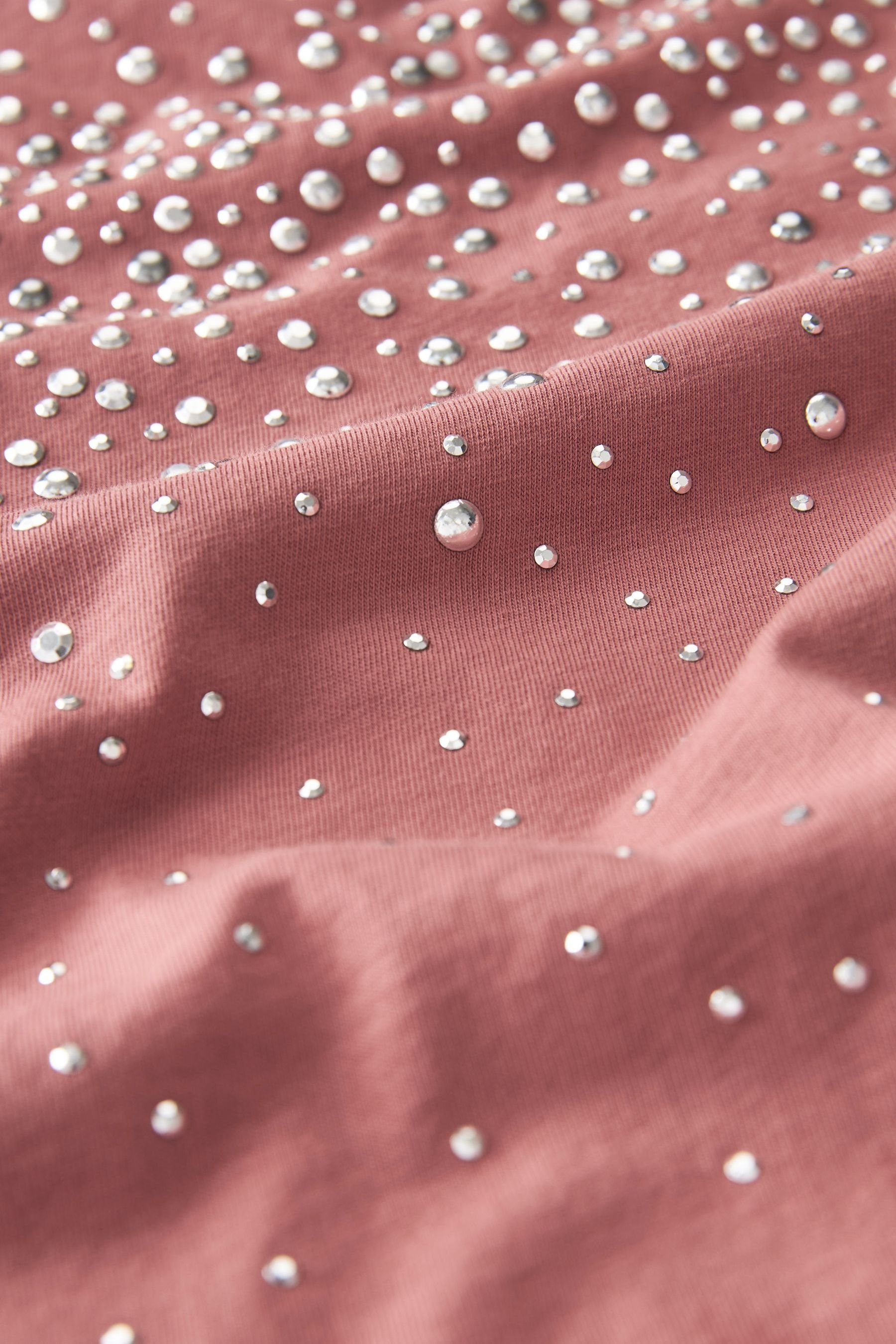Next T-Shirt Kurzärmliges T-Shirt Blush mit (1-tlg) Pink Rundhalsausschnitt