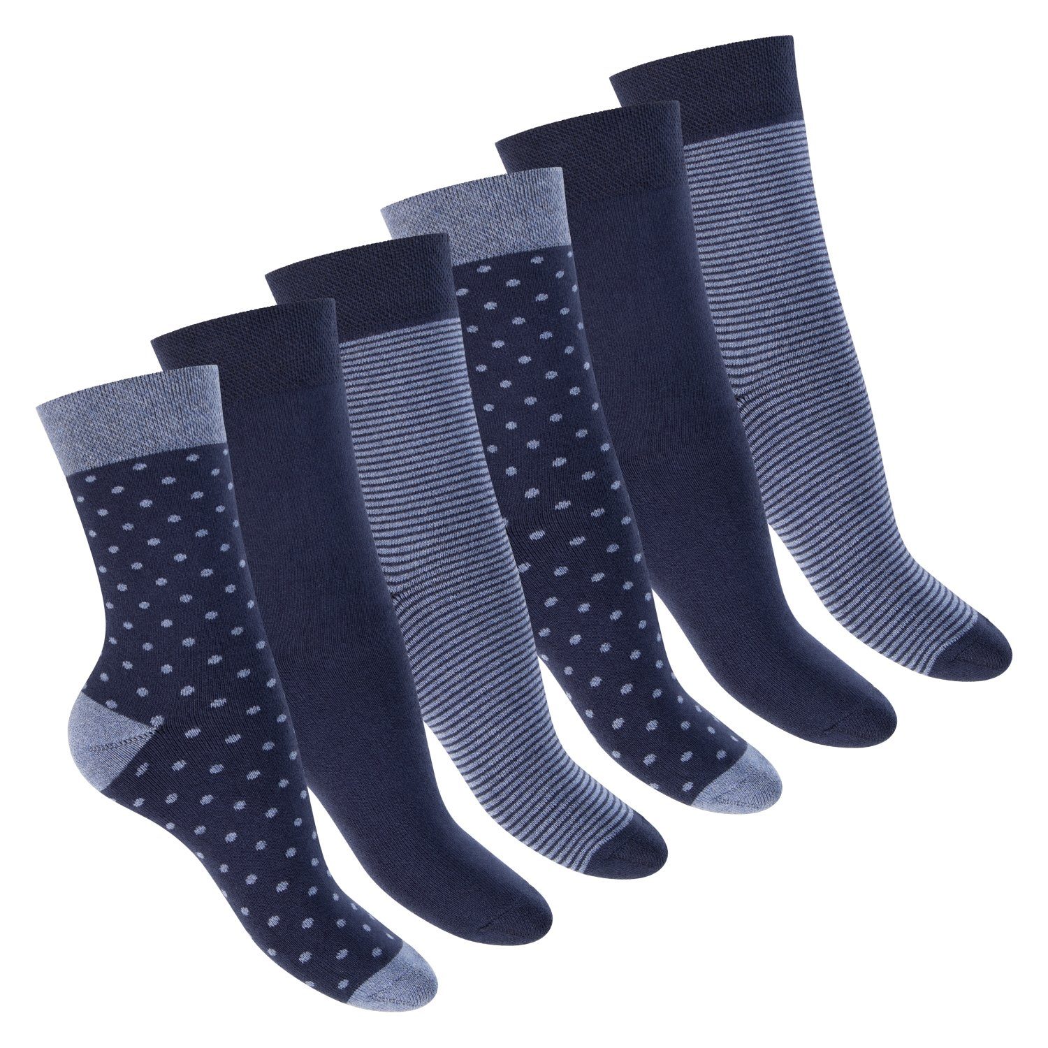 Footstar Thermosocken Damen Wintersocken (6 Paar) Thermo Warme - Vollfrottee Navy Socken