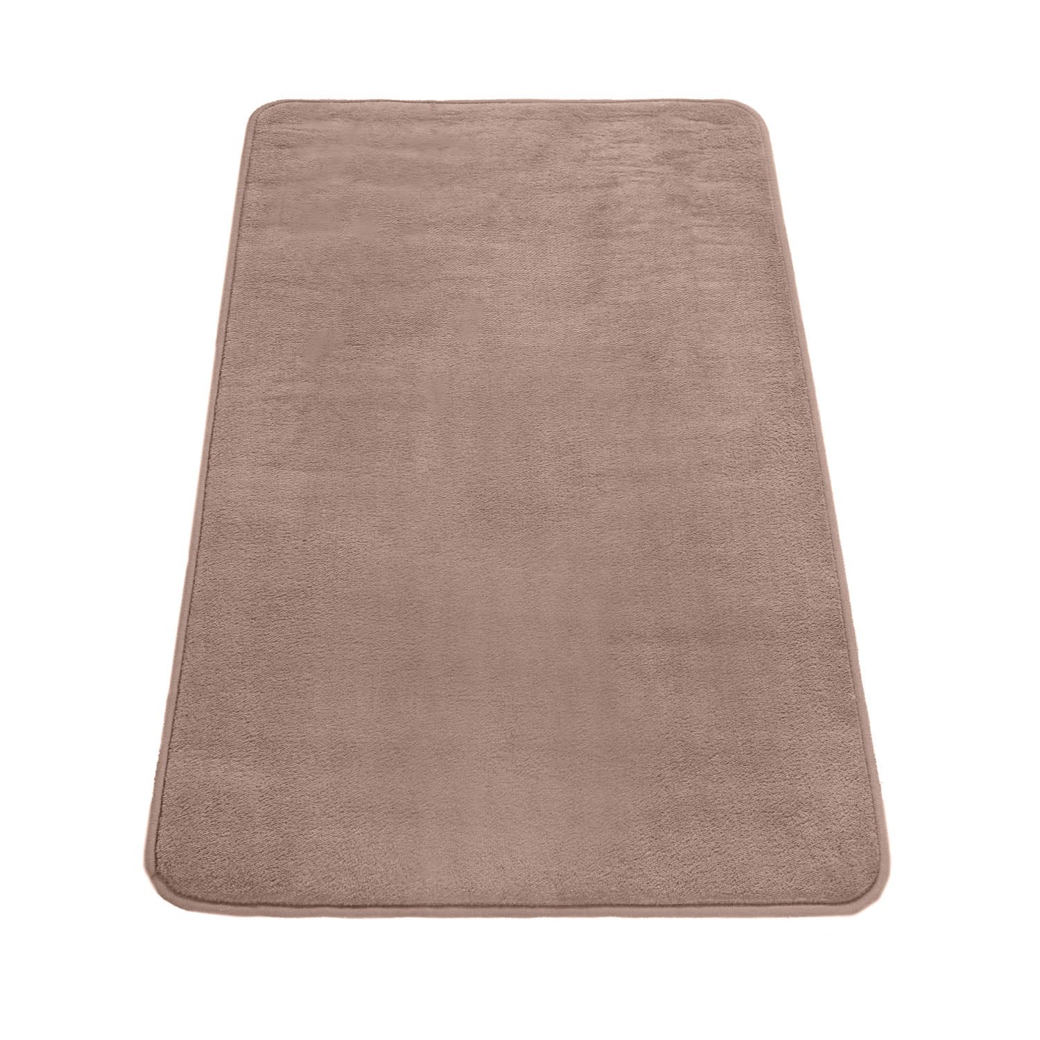 KADIMA DESIGN Teppich waschmaschinenwaschbar Unifarben Flur Waschbarer Teppich Badezimmer, Rechteckig, Höhe: 5 mm, Florhöhe: 1 mm, 100% Polyester, Rechteckig, 60x100cm, Beige