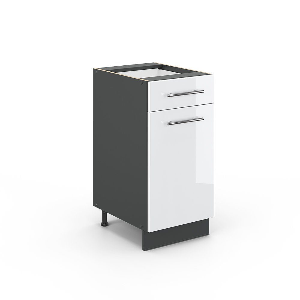 Vicco Unterschrank Fame-Line, Weiß Hochglanz/Anthrazit, 40 cm ohne Arbeitsplatte