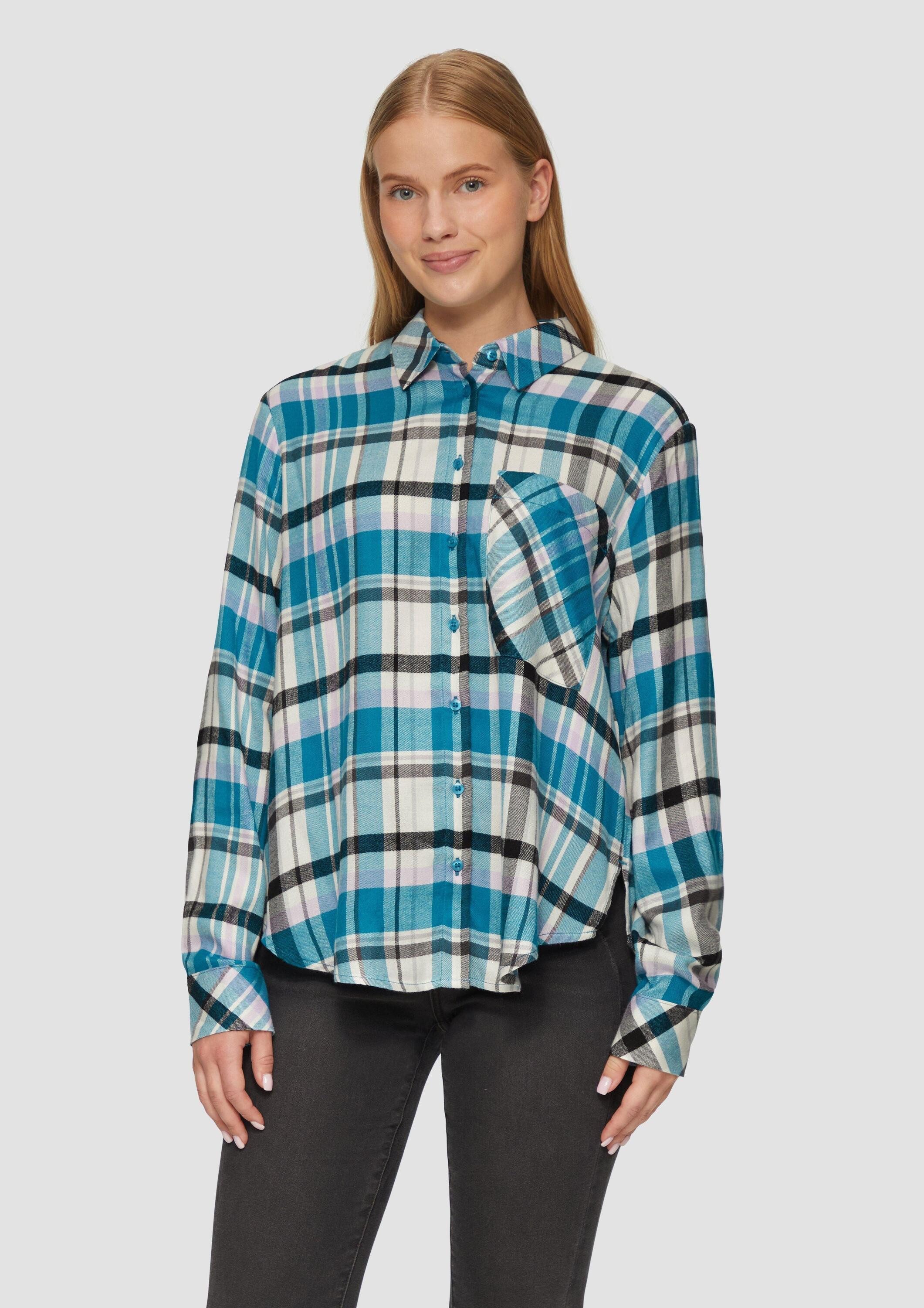 s.Oliver Langarmbluse Bluse Karierte Hemdbluse aus Viskosemix günstig online kaufen