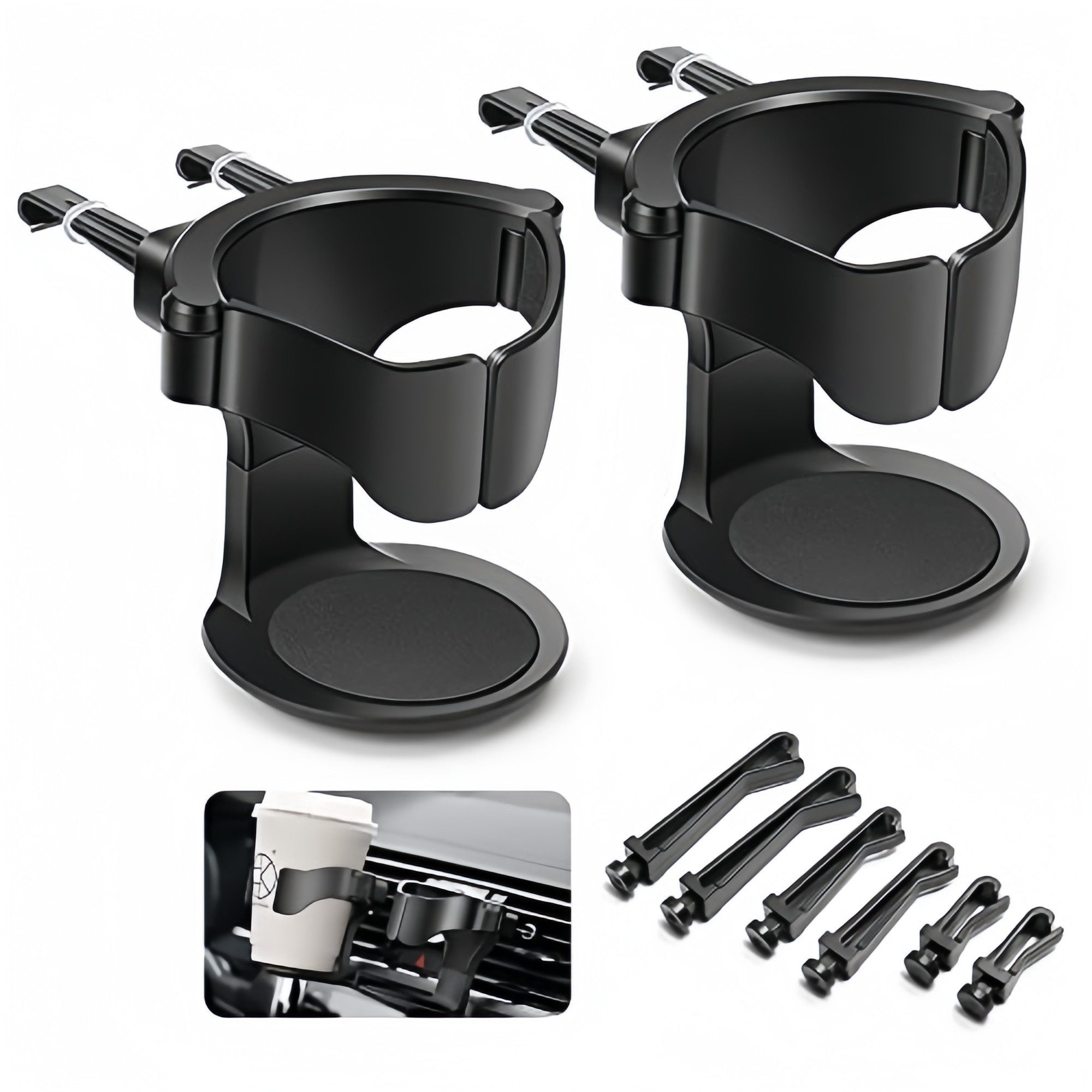 FOUORTUNATE-BEE Halterung Auto Getränkehalter 2er Set – Verstellbarer Becherhalter für Lüftung, (Universeller Auto-Becherhalter für Dosen, Flaschen & Kaffeebecher)