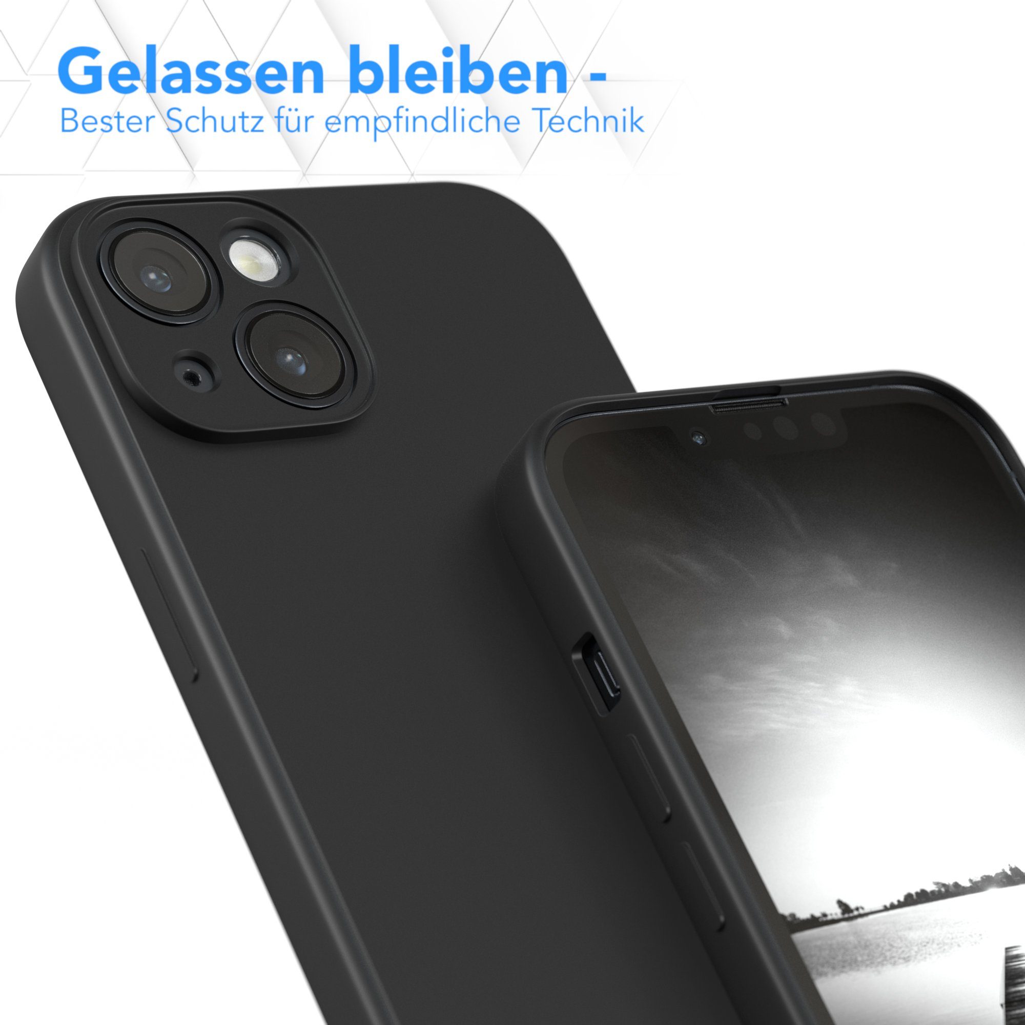 EAZY CASE Handyhülle für Apple iPhone 14 Hülle Silikon 6,1 Zoll, Silikon Schutzhülle mit Kameraschutz kratzfest Back Cover Etui Schwarz – Bild 4 von 5