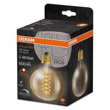 Osram LED-Leuchtmittel LED VINTAGE E27 GLÜHLAMPE GLOBE 95, E27