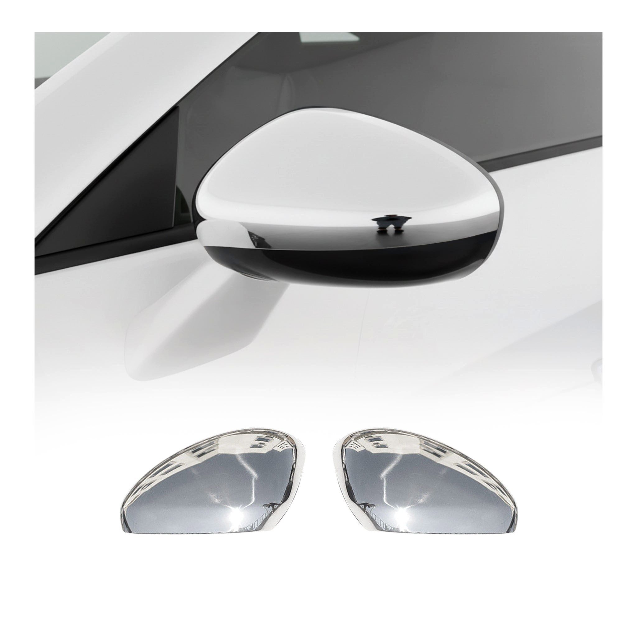 OMAC Zierleisten-Aufkleber Spiegelkappen für Citroen C4 2010-2018 Edelstahl Silber 2tlg, (2tlg), Langlebig,Einfache Reinigung,Einfache Installation,Rostbeständig