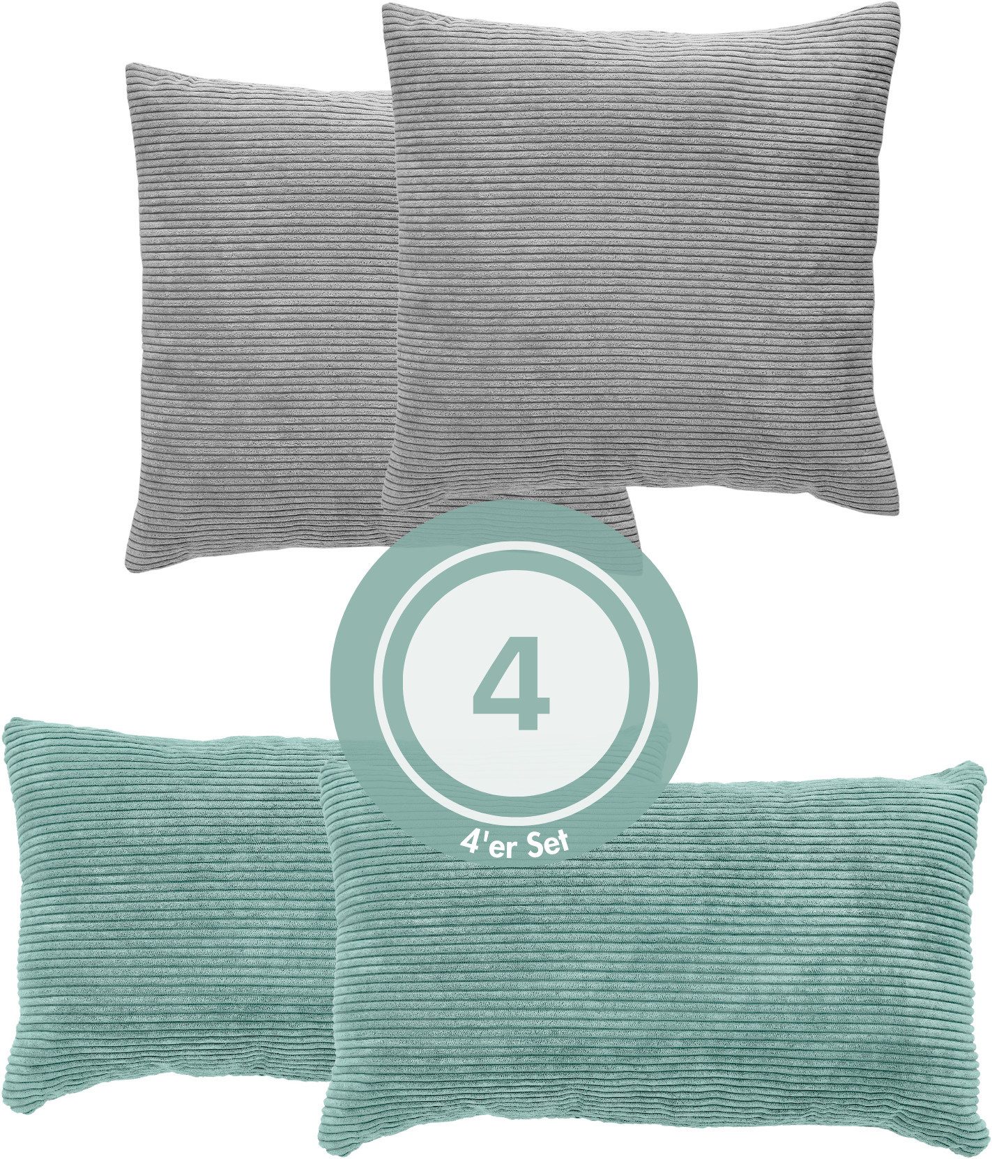 Andiamo Dekokissen "Cord Kissen Emy, 4er Set, Kissenhülle mit Füllung" Sofa günstig online kaufen