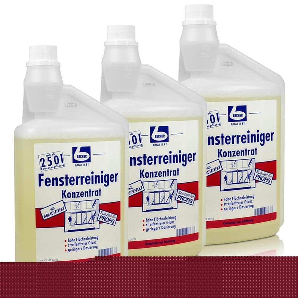 Dr. Becher 3x Dr. Becher Fensterreiniger Konzentrat 1 Liter Glasreiniger