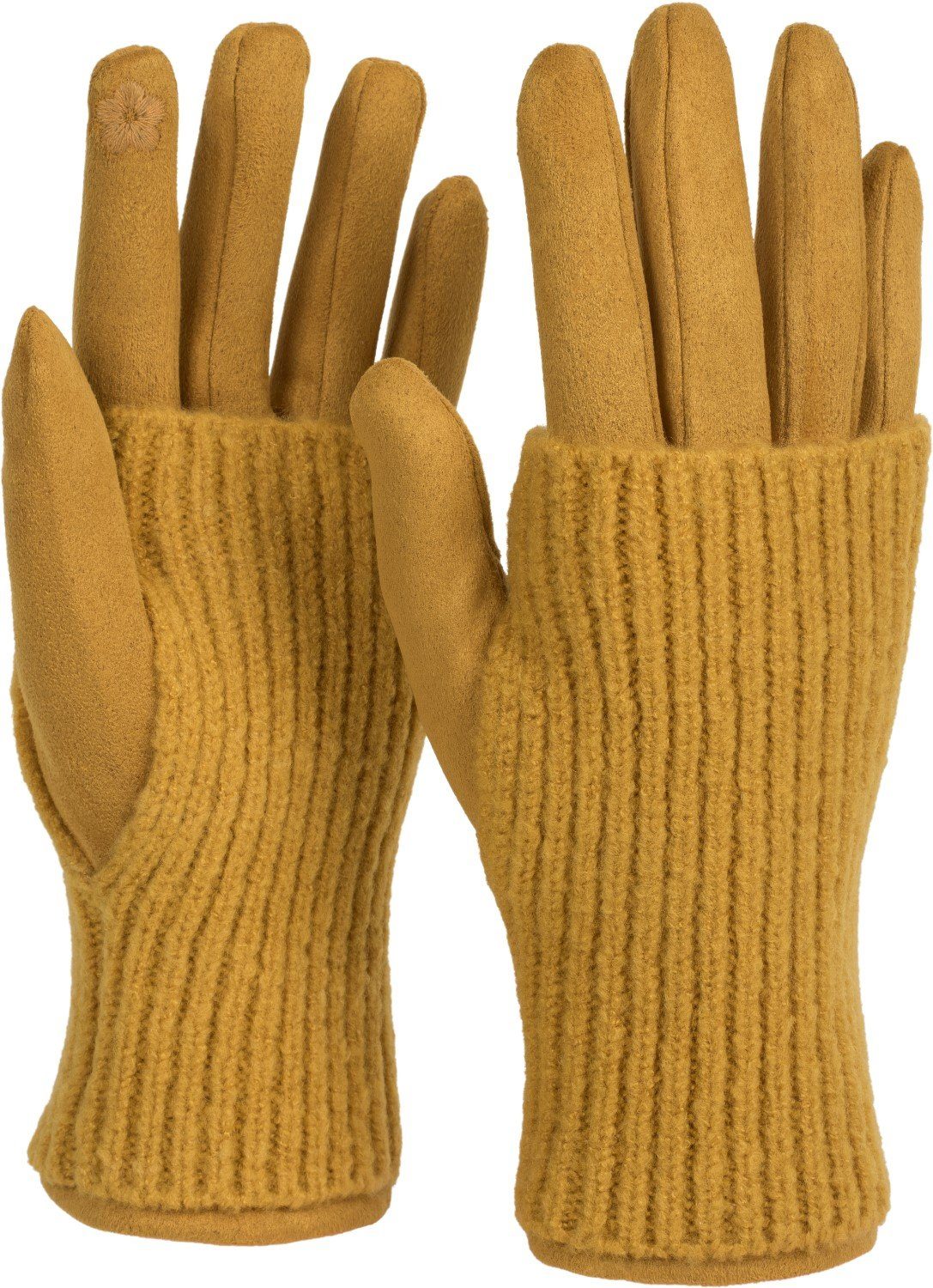 styleBREAKER Strickhandschuhe Touchscreen Stoff Рукавички mit abnehmbarer Strick Manschette (1-St)