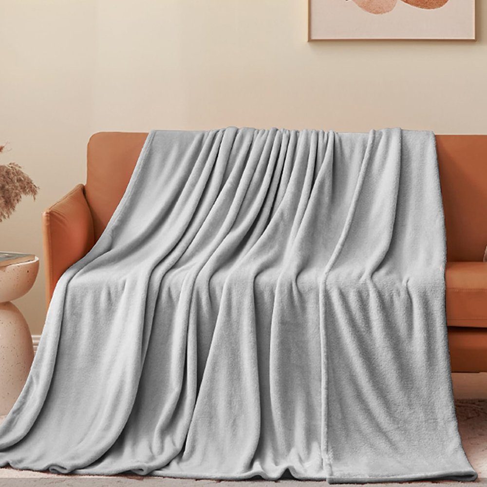Decke 150*200) Silber decke Fleece Sofa Kuscheldecke Grau - grau( Wohndecke Decke, GelldG Warme Flauschig