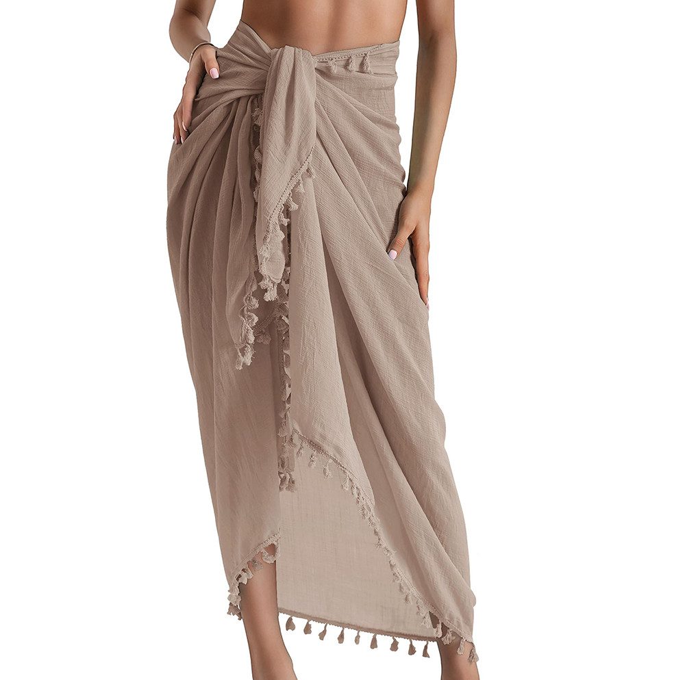 nsihing Sarong Damen Strand-Sarong – Wickel-Strandtuch / Pareo,mit Quasten, langer Strand-Wickelrock,sommerlicher Strand- und Urlaubsschutz
