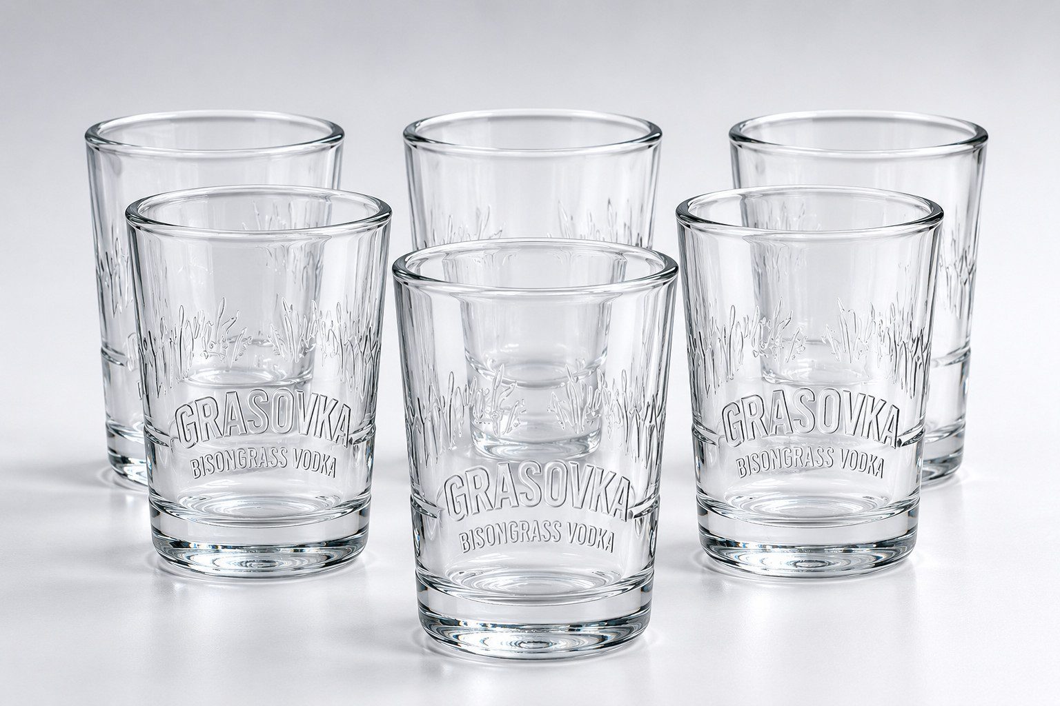 Glas Grasovka Shotglas 6er Set - Original Schnapsgläser aus Glas für Vod