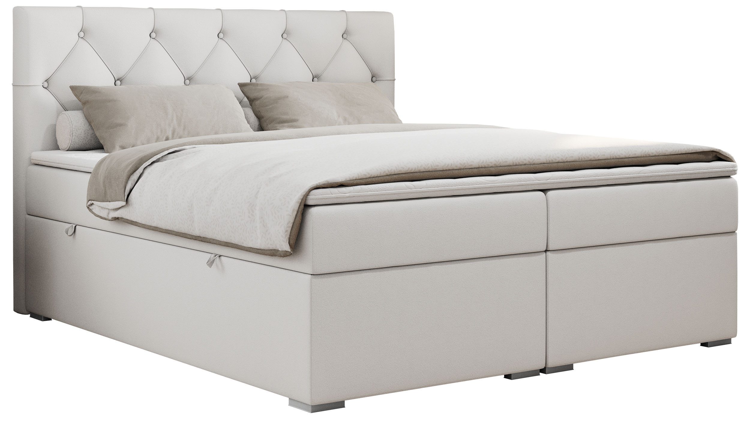 MKS MÖBEL Boxspringbett ALDA (Set, Packung, T30-Schaum, zwei Bettkästen, gepolsterte Kopfstütze), Doppelbett, Multipocket-Matratzen, Modern Bett