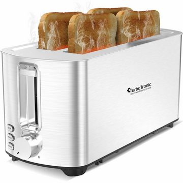 TurboTronic by Z-Line Toaster 4 Scheiben Langschlitz Toaster, Brötchenaufsatz & Krümeltablett 6 Bräunnungsstufen
