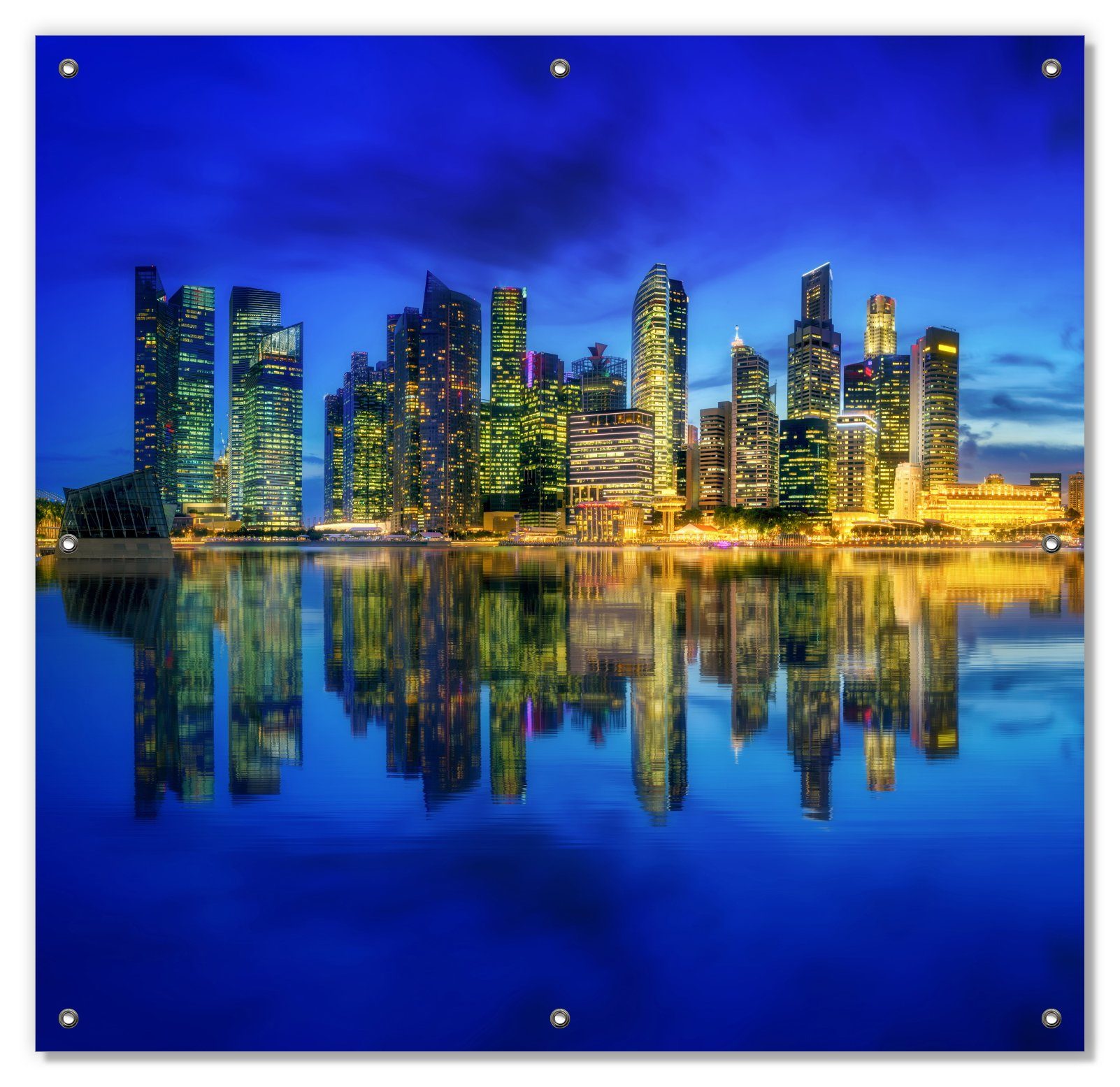 Saugnäpfen, wiederverwendbar Skyline blickdicht, mit in der Sonnenschutz von Wallario, und Abenddämmerung, Singapur wiederablösbar