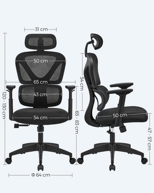SONGMICS Bürostuhl, die S-förmige Rückenlehne, ergonomisch