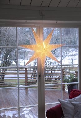 EGLO Papierstern Sensy, Weihnachtsstern für Innen, Dekostern beleuchtet aus Papier, Kabel, E14