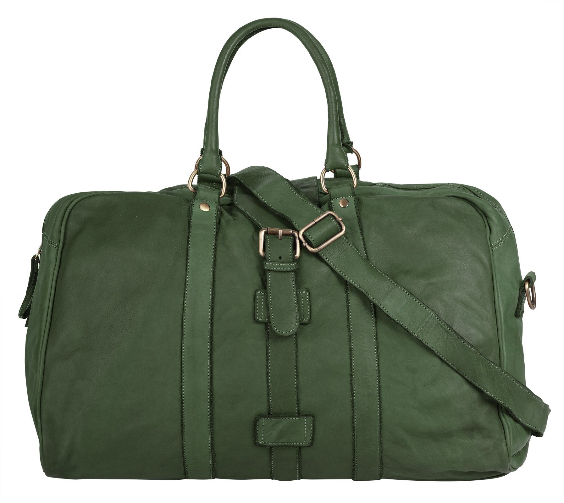 forty° Reisetasche, echt Leder, Made in Italy grün