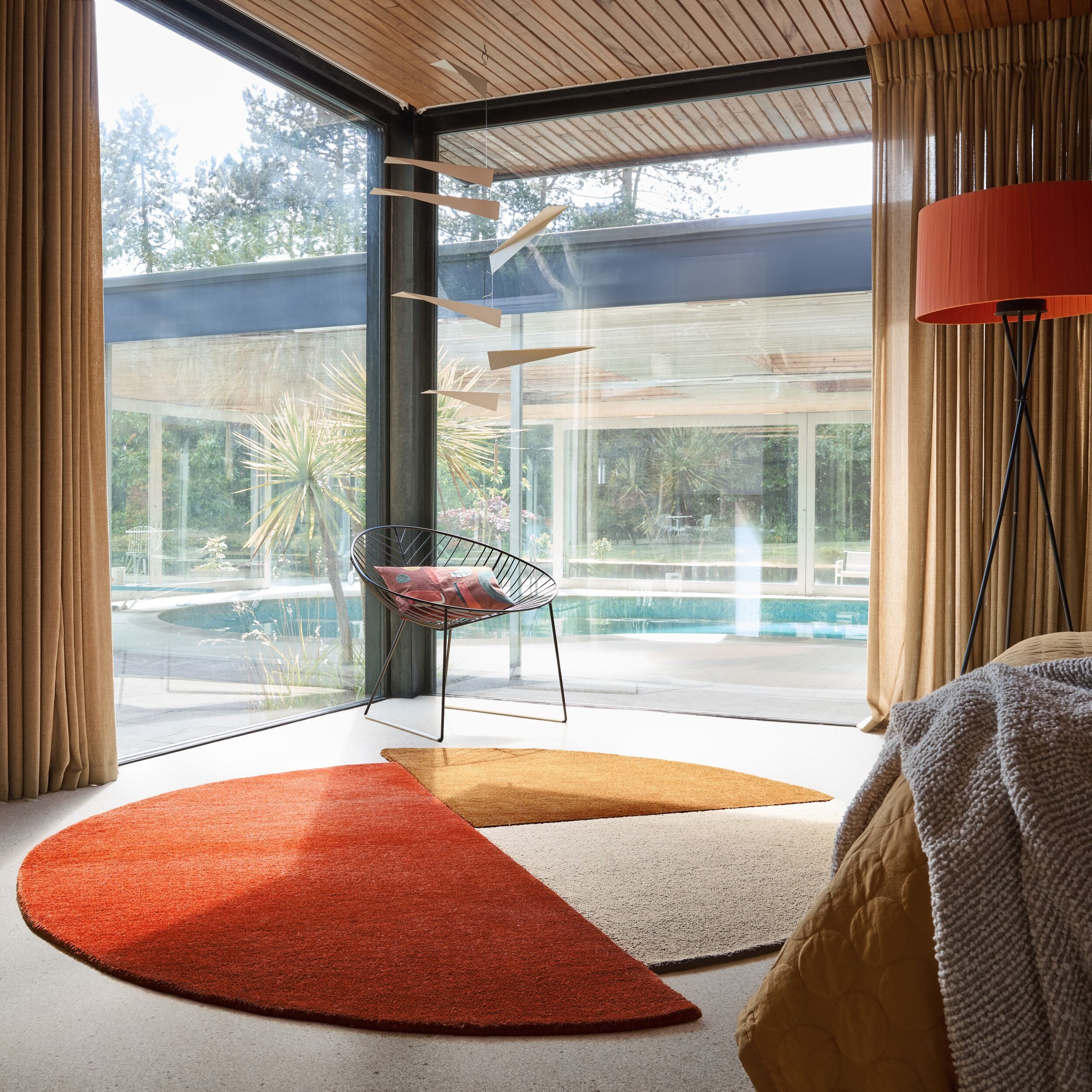FLAIR RUGS Wollteppich Mia Segment, rund, Höhe: 12 mm, Kreisförmig im Retro-Design