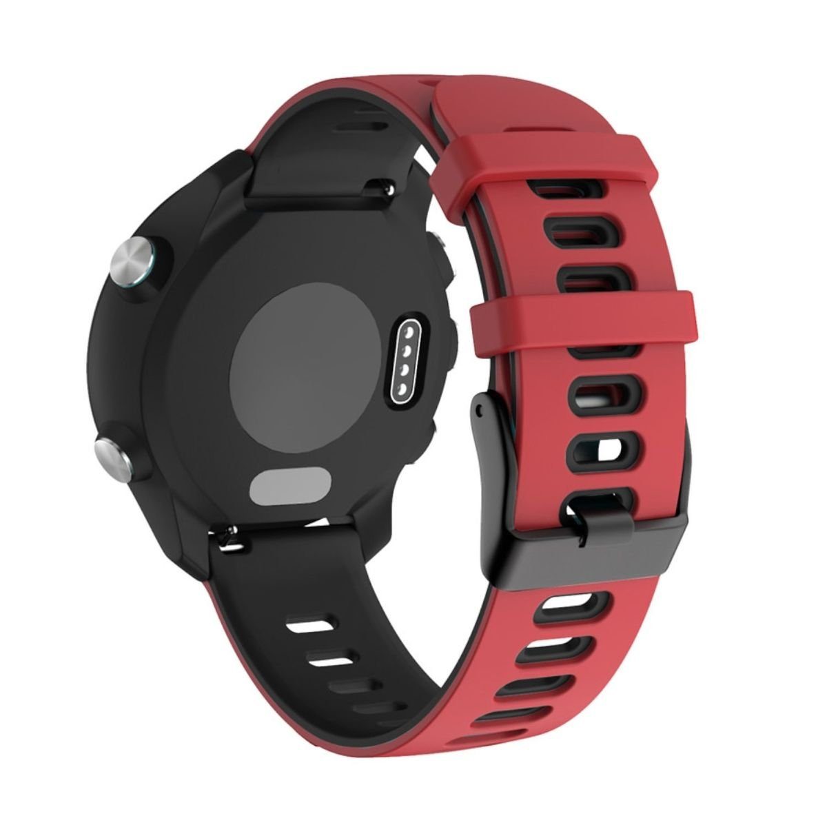 Wigento Smartwatch-Armband Für Garmin Vivoactive 4 Kunststoff / Silikon Armband Uhr Smart Watch Sport Rot / Schwarz