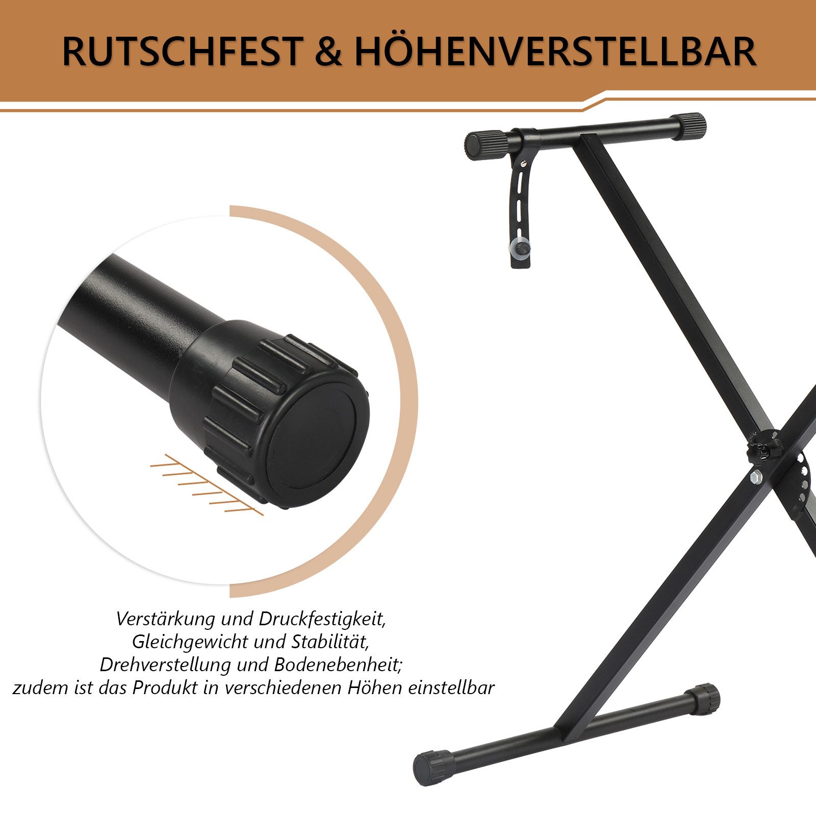 VINGLI Digitalpiano 61-Tasten Keyboard Piano Set mit Klavierständer, Klavierhocker, tragbar, LED-Bildschirm, 3 Lehrmodi, Schwarz/Weiß/Rosa – Bild 3 von 5
